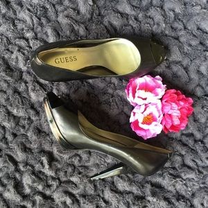 Black Open Toe Guess Pumps